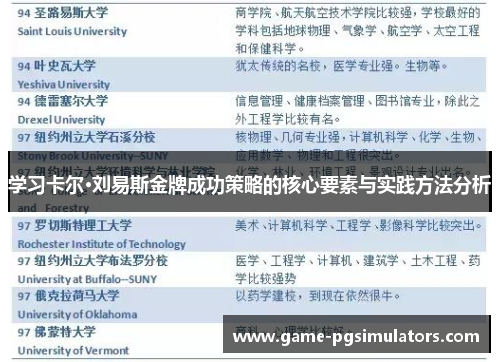 学习卡尔·刘易斯金牌成功策略的核心要素与实践方法分析