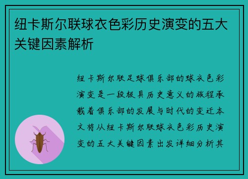 纽卡斯尔联球衣色彩历史演变的五大关键因素解析